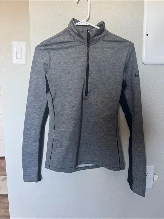 Nike Gray and Black Quarter-Zip Performance Top