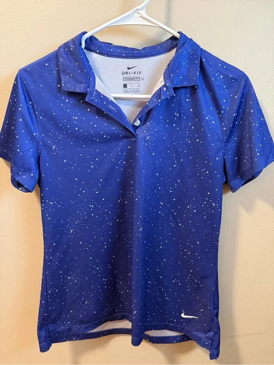Nike Dri-FIT Blue Polo with White Speckle Print