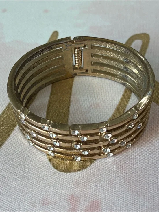 Gold-Tone Crystal Multi-Band Cuff Bracelet