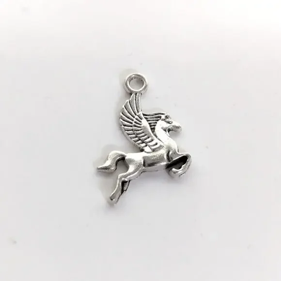 Whimsical Silver Tone Pegasus Fairy Magic Unicorn Mini Pendant Bracelet Charm