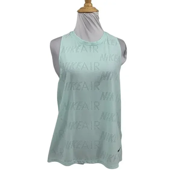 Nike Tank Top Womens M Medium Ice Frappe Air Dri Fit Mesh Perforated Logo Vented