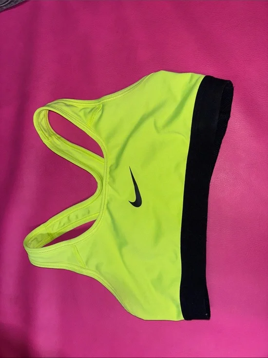 Nike Neon Yellow and Black Racerback Sports Bra