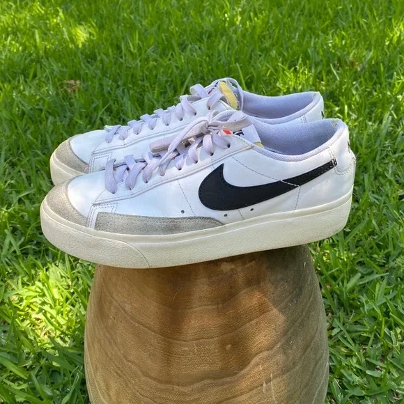 Nike Blazer‎ Low 77 Platform White Black Sneakers DJ0292-101 Womens 10