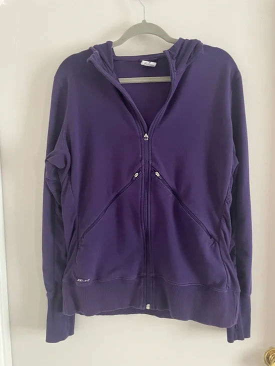 Nike Dri-Fit Purple Full Zip Hoodie Size XL Gold Swoosh (236)
