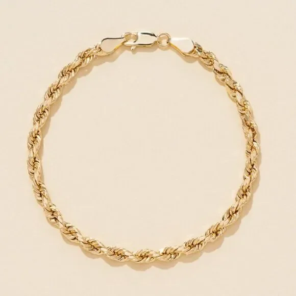 14K real gold Rope Chain bracelet| Fancy Chain Bracelet | birthday gift |