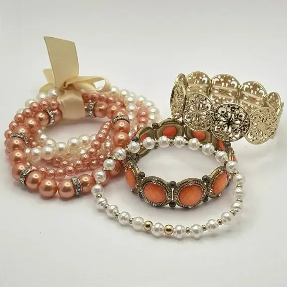 Y2K Gold & Orange Bracelet Bundle