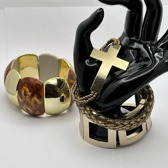 Gold & Brown Cross Bracelet Bundle