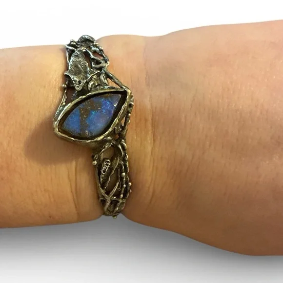 Artisan Sterling Silver Opal Hinge Bracelet