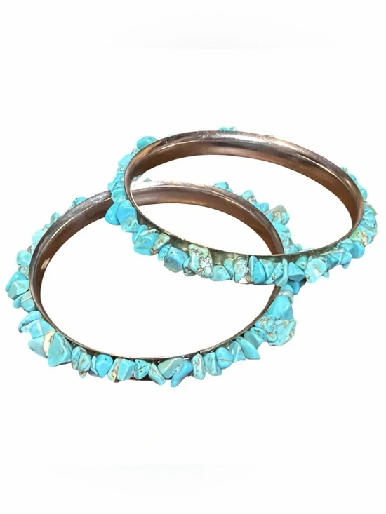 Turquoise Chip Bangle Bracelets - Women Jewelry