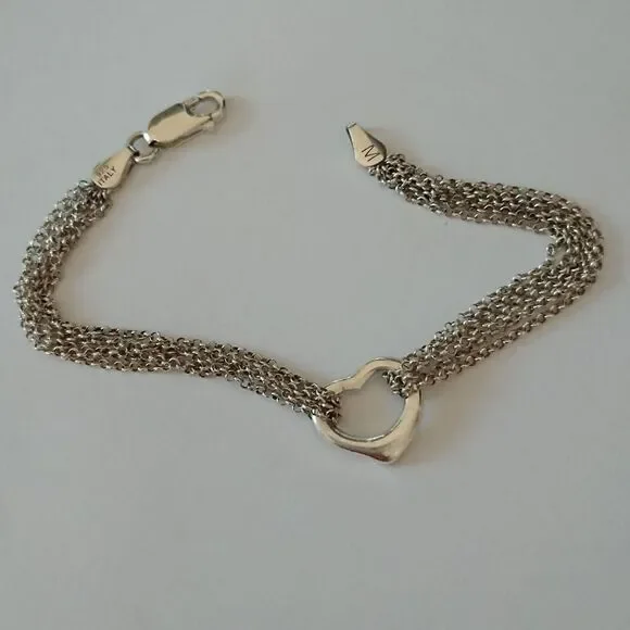 Italy silver heart bracelet