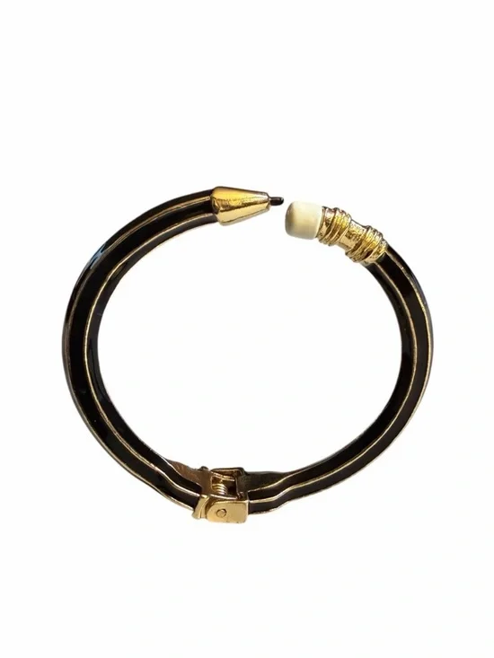Gold and Black Hinged Hoop Bracelet