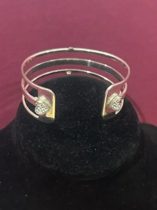 BRIGHTON “CHRISTO” Heart Swarovski Crystal 3-Wire Cuff BRACELET