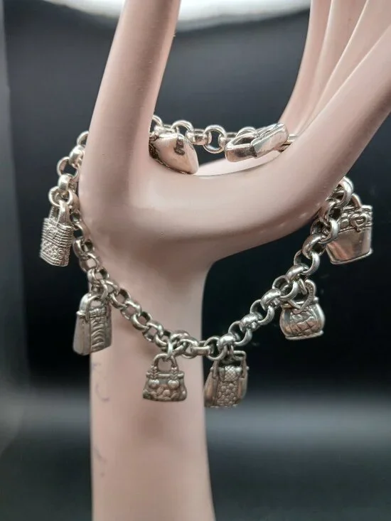 Vintage Brighton Purse Lover / Handbag Charm Bracelet 8