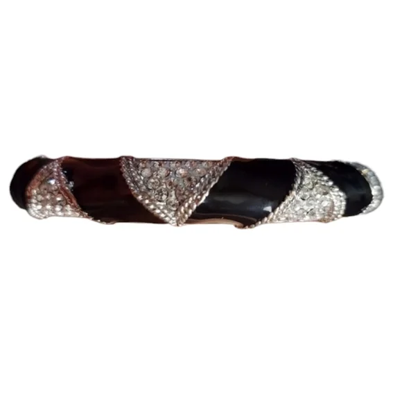 Black Bangle Bracelet with Rhinestones