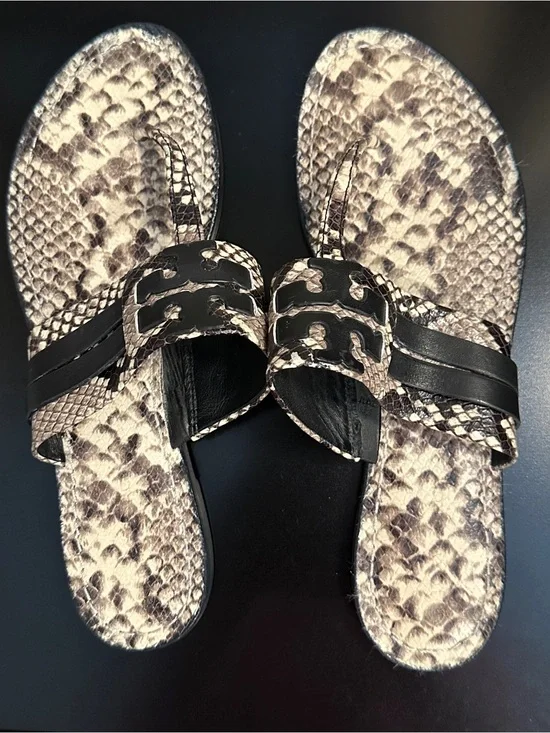 Tory Burch Miller Snake Print Leather Sandals Size 10M