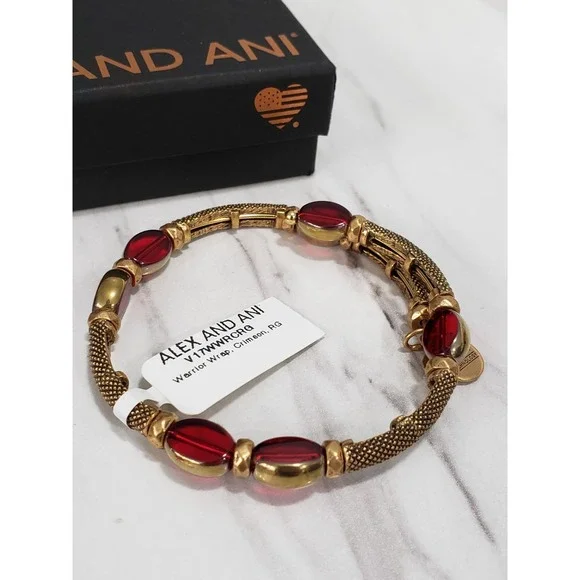 NEW Alex and Ani Warrior Crimson Wrap Beaded Bracelet