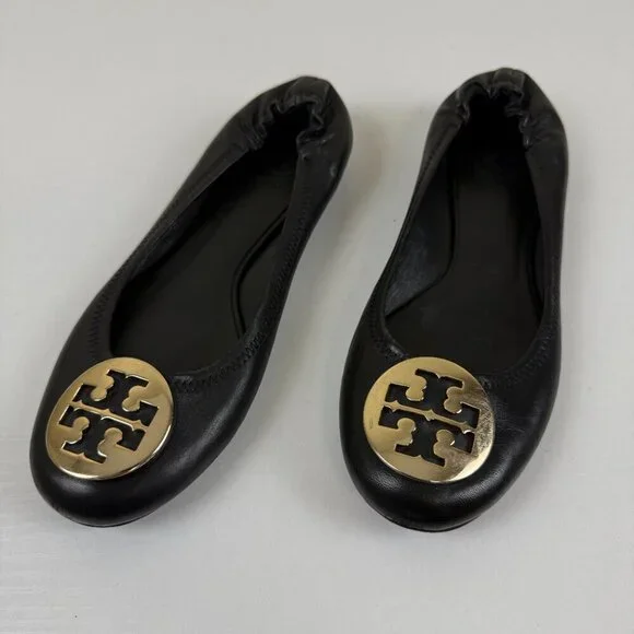 Tory Burch Black Leather Flats