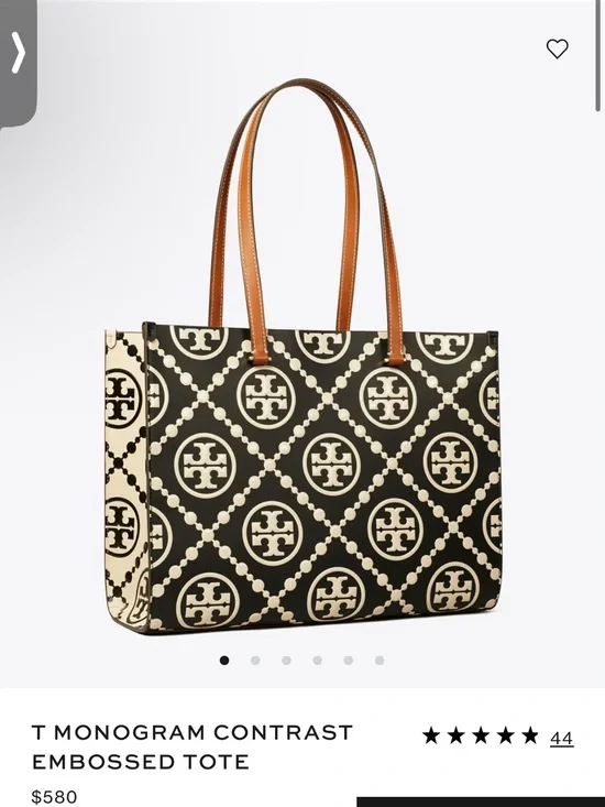 Tory Burch black and white/cream MONOGRAM CONTRAST EMBOSSED TOTE