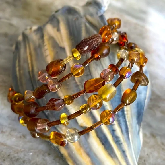 Handcrafted wire wrap beaded bracelet