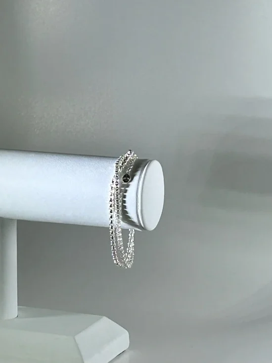 Silver Crystal Double Strand Bracelet