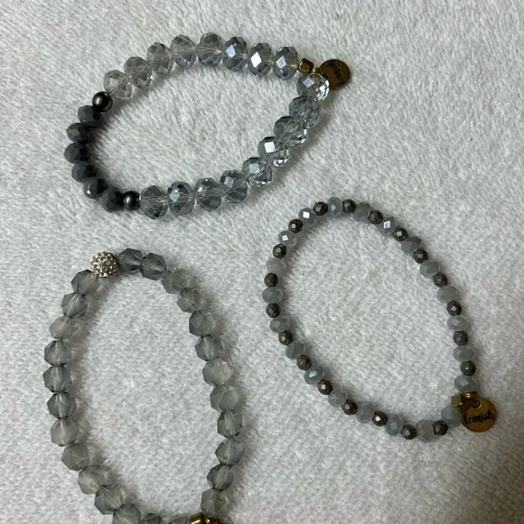 Ermish Elegant Gray Beaded Bracelets Set