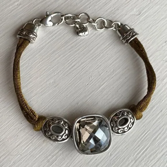 BRIGHTON‎ smoky topaz Venus rising silver and corded bracelet