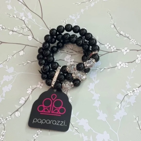 ❄️ Paparazzi | Black and Clear Beaded Bracelet Multi Strand Bohemian