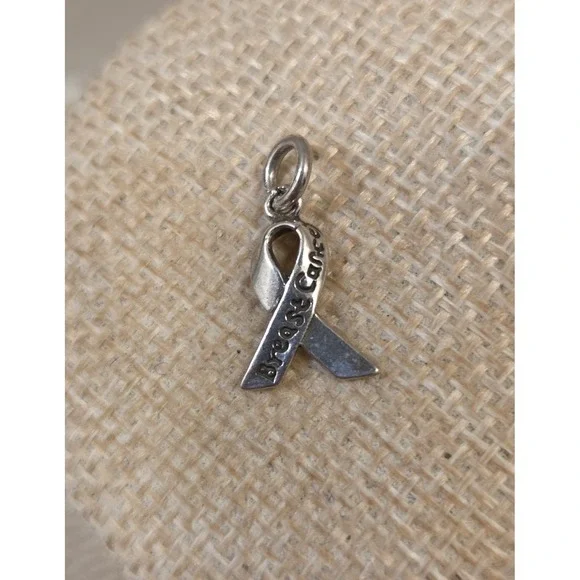 Sterling Silver Breast‎ Cancer Ribbon Charm
