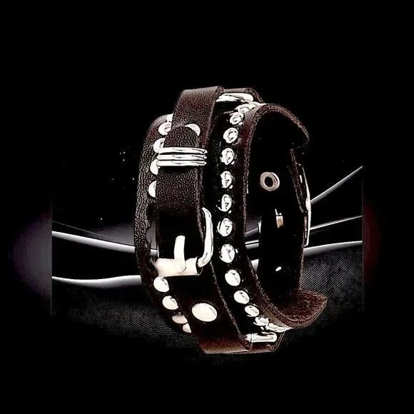 Leather Buckle Bracelet l Grunge l Trend l Rock l Black or White l New