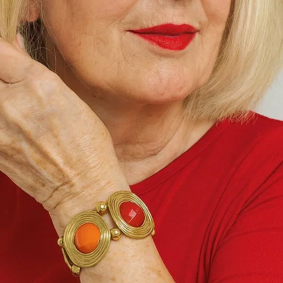 Vintage Gold‎ Tone Jeweled Stretch Bracelet