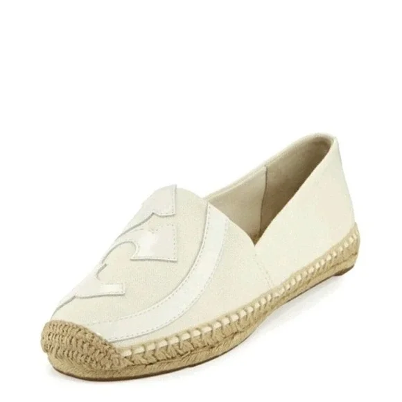 Tory Burch Espadrilles Beige Canvas Preppy Luxury Summer CottageCore Size 6