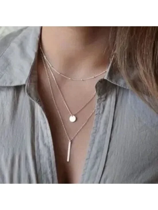 Silver Bar 1pc Layered Necklace