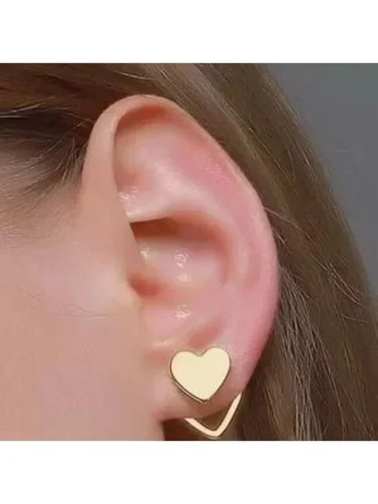 Gold Heart Stud Earrings C Minimalist Modern Design