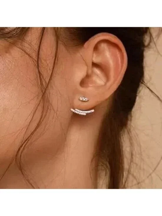 Silver Crystal Jacket Stud Earrings