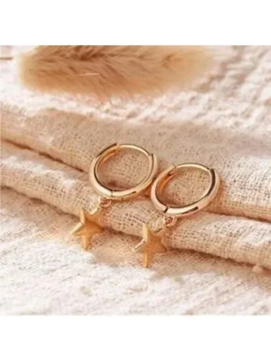 Gold 14k Gold Plated Star Hoop Earrings