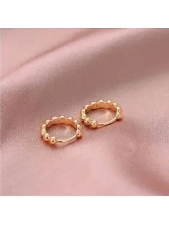 Gold 14k Gold Plated Beaded Hoop Earrings