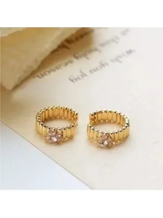 Gold 14k Gold Plated CZ Hoop Earrings