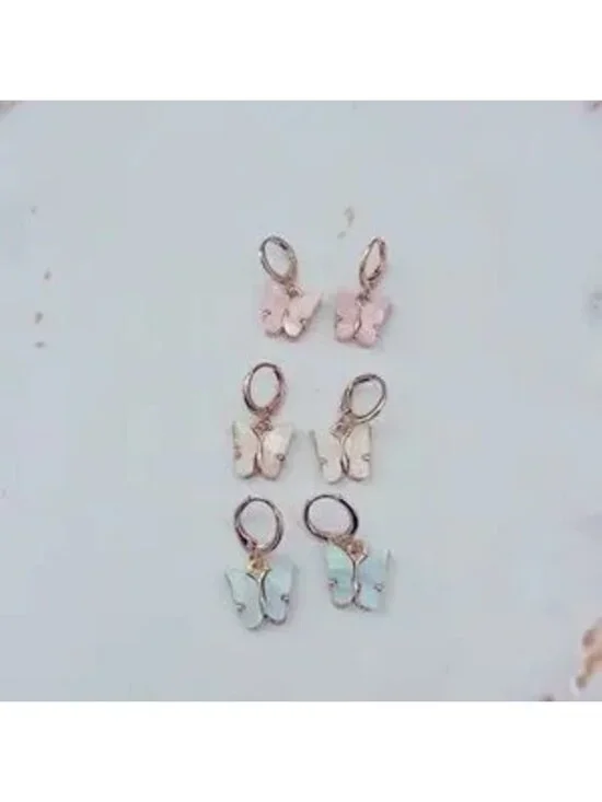 ONE Pair Butterfly Charm Earrings