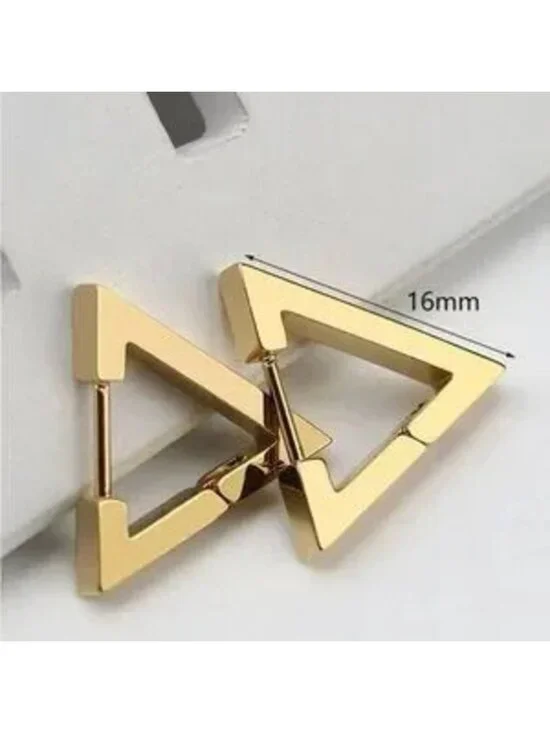 Gold Stainless Steel Triangle Stud Earrings