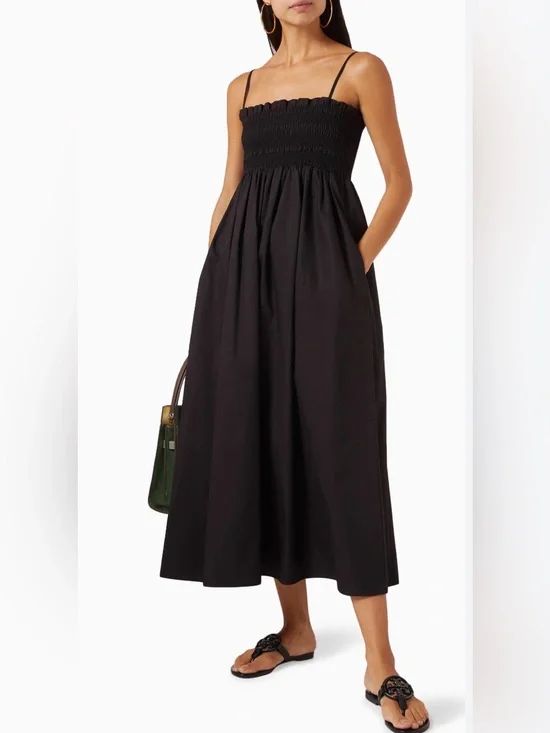 Tory Burch Smocked Midi Dress in Cotton XS
