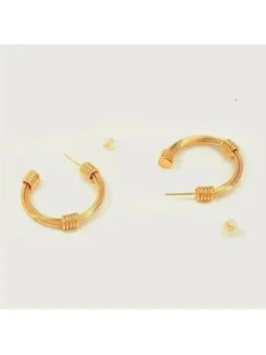 Gold 18k Gold Plated Twist Cuff Hoop Earrings