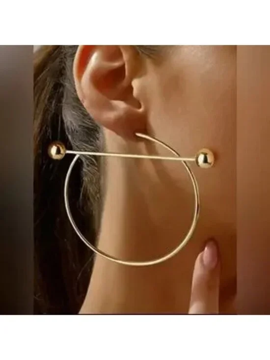 Gold Bar Hoop Earrings