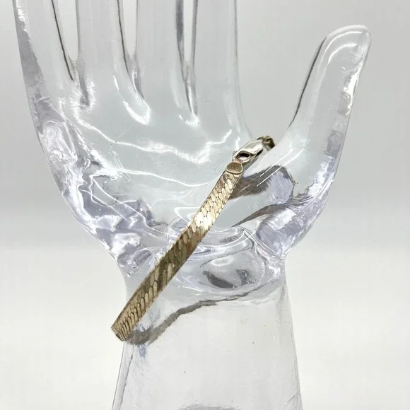 Vintage‎ Italy 925 Sterling Silver Herringbone Bracelet 8 Inches