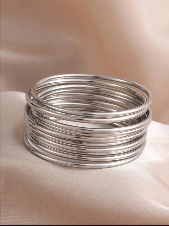 Silver Multi-Bangle Bracelet Stack