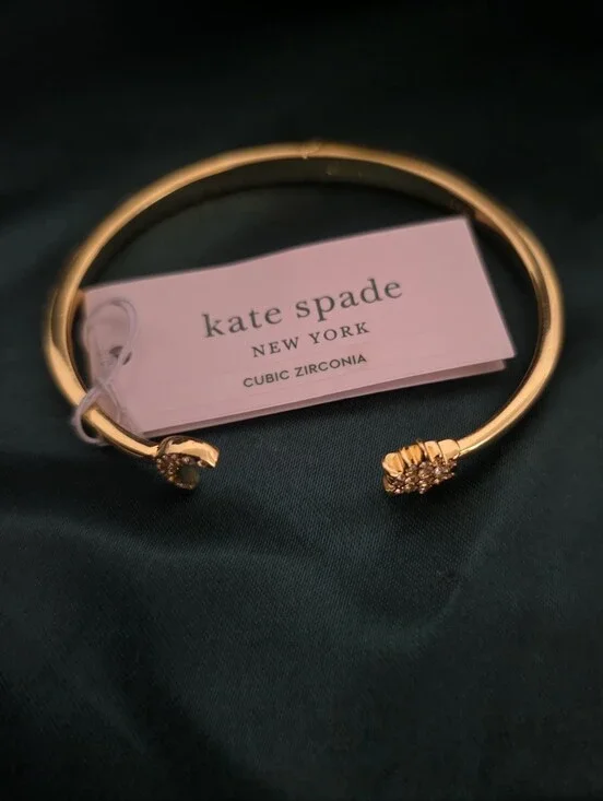 kate spade gold open cuff bracelet with crystal accents