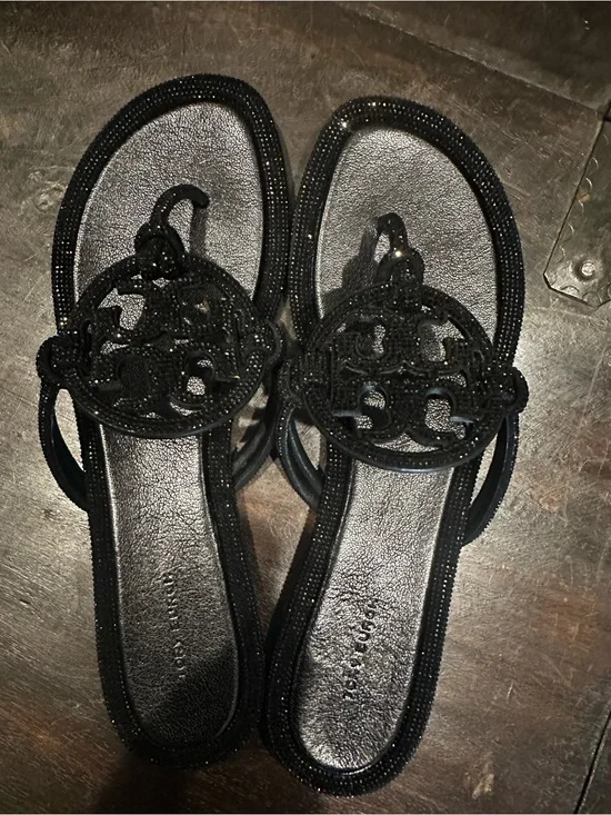 Tory Burch Knotted Pave Miller Black NIb NWT Sz 11