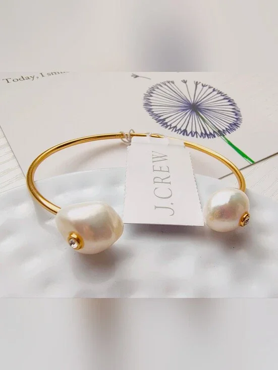 Pearl Bangle Bracelet And Cristal Accent