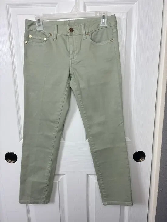 Tory Burch Alexa Cropped Skinny Jeans Light Green Size 25