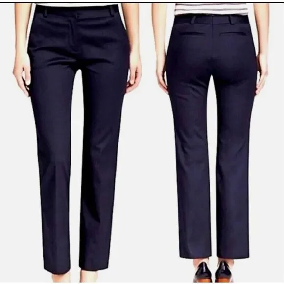 TORY BURCH Harp Pants  ‎ Sz 8 Navy Blue Wool Stretch Blend 90001218