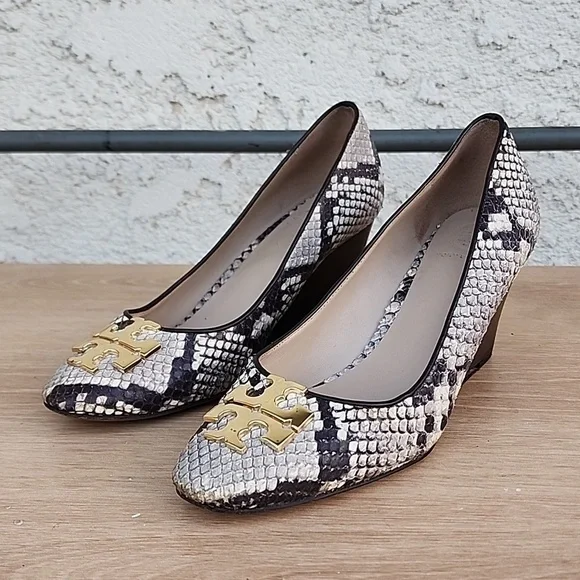 TORY BURCH Astoria Snakeskin Print Wedge Shoe 6